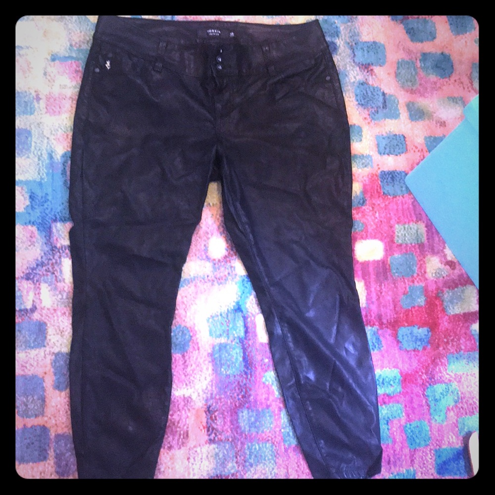 Torrid Black Pleather Straight Leg Pants - Picture 1 of 5